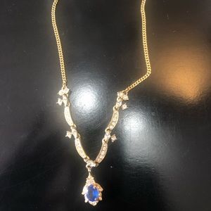 Gold gem stone necklace